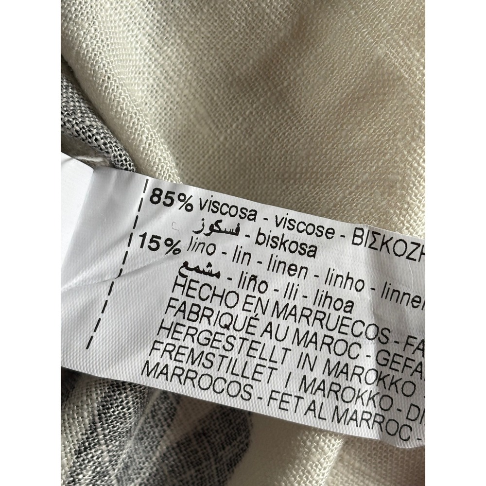NWT* Zara Ecru-Black Floral Print Midi Wrap Skirt Linen Blend White Black Large - Picture 8 of 9